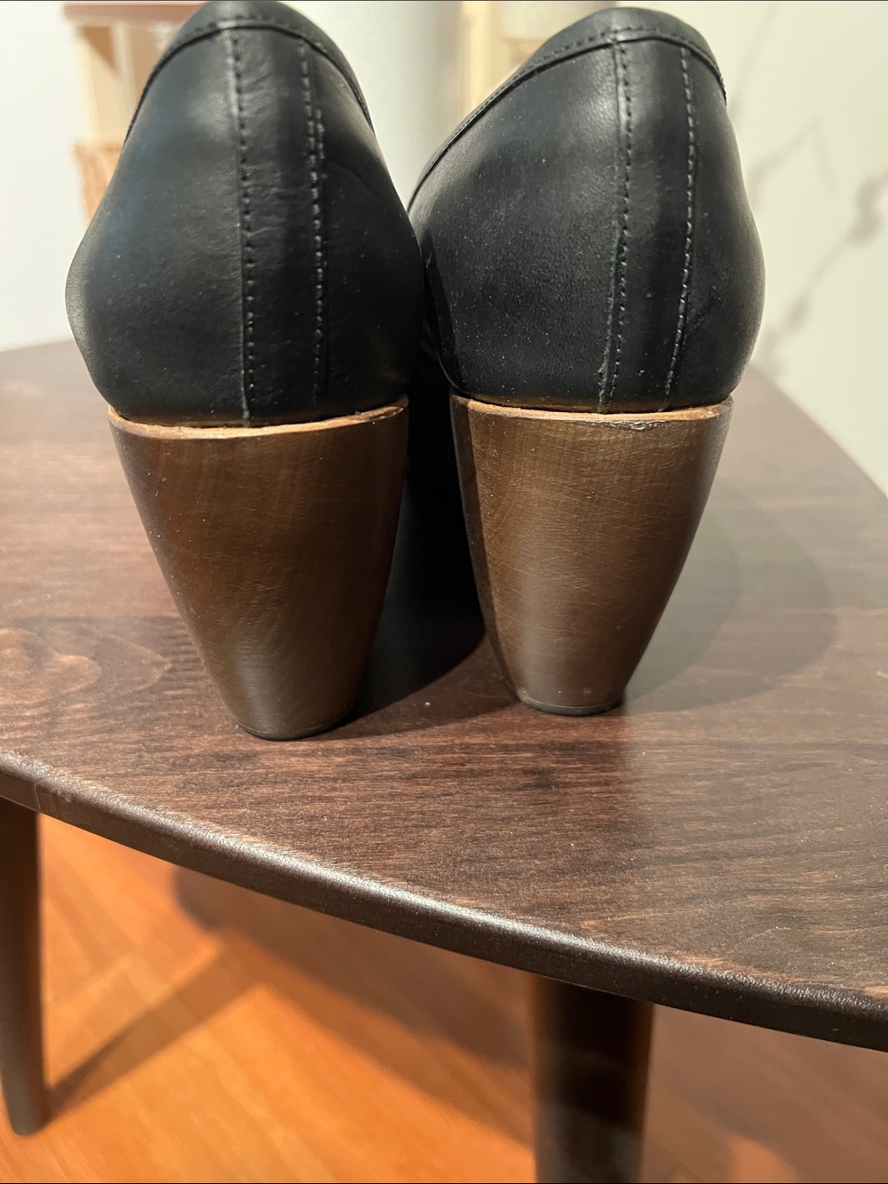 COCLICO Black Leather Platform Clogs with Wooden Sole - Picture 6 of 9
